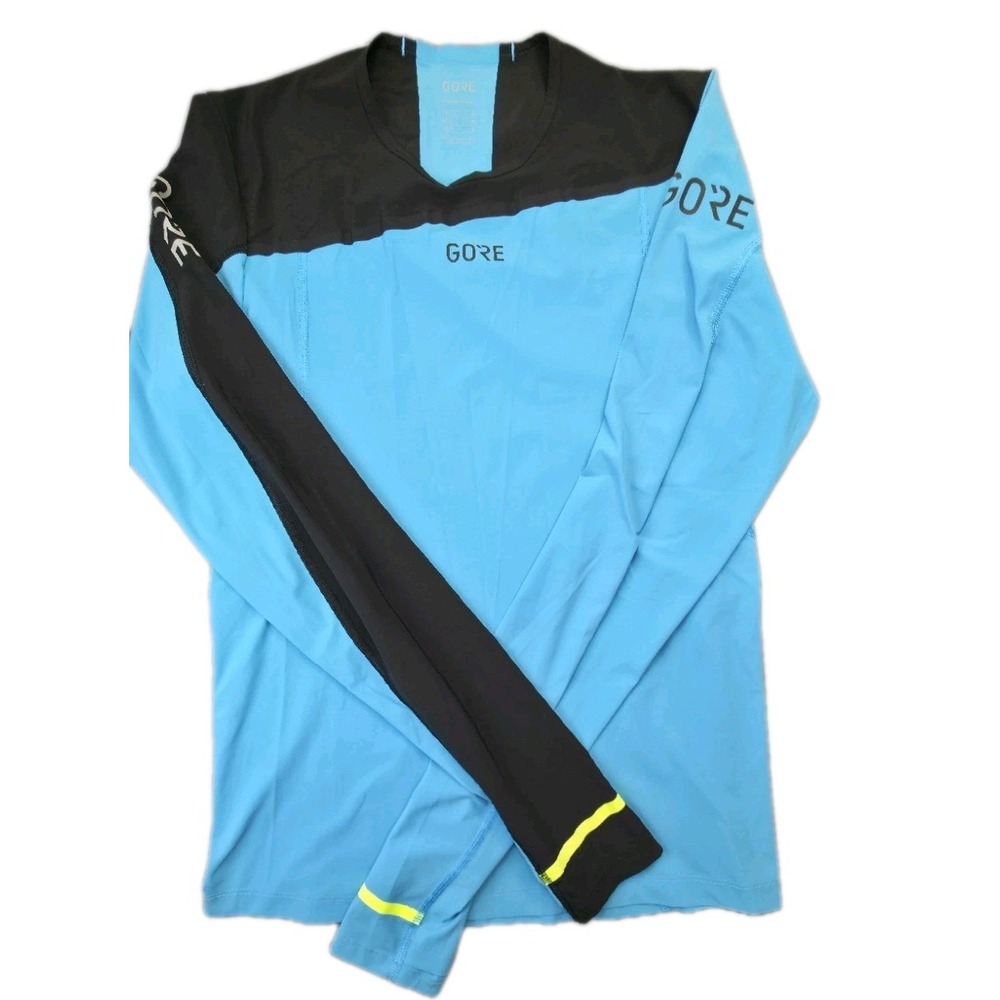 GORE WEAR Men's Long Sleeve Running Shirt Medium Blue Black Cycling Athletic Top